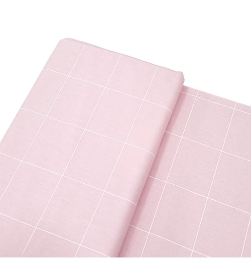 Tecido Tricoline 100% algodão Xadrez Grid - Rosa suave