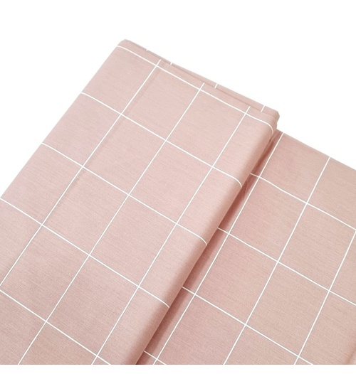 Tecido Tricoline 100% algodão Xadrez Grid - Rose blush