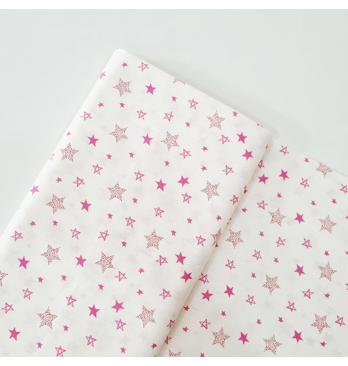 Tecido Tricoline 100% algodão estrela moderna - pink