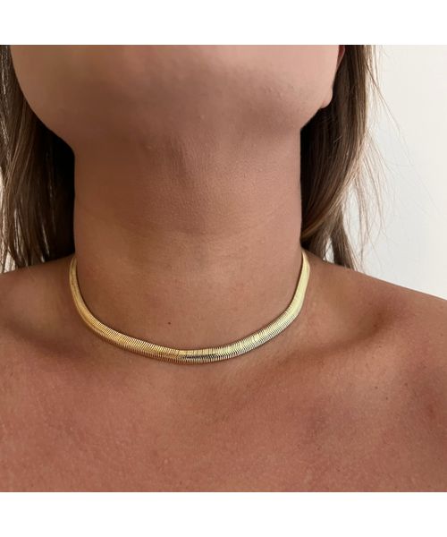 CHOKER MALHA MÉDIA BANHADO A OURO - Dri Ferreira Semi Joias