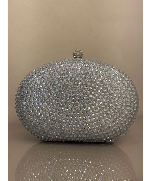 CLUTCH OVAL CRAVEJADA PRATEADA - Dri Ferreira Semi Joias