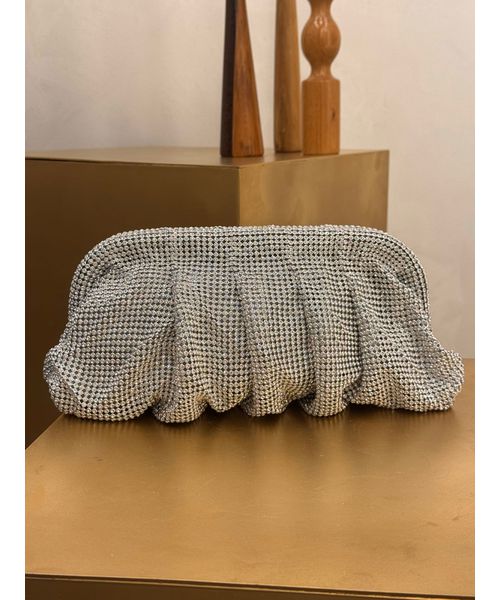 CLUTCH MALHA CRAVEJADA PRATEADA - Dri Ferreira Semi Joias