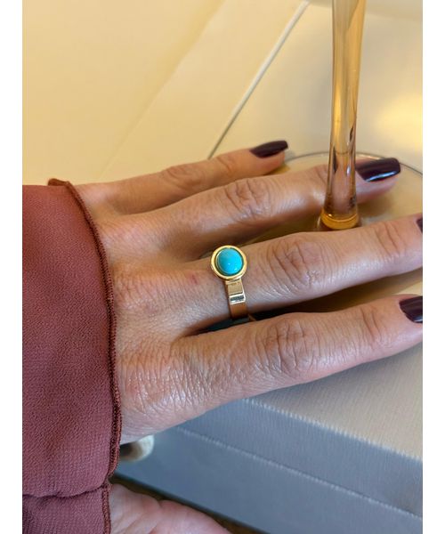 ANEL REGULÁVEL BOHO TURQUESA FINO BANHADO A OURO - Dri Ferreira Semi Joias