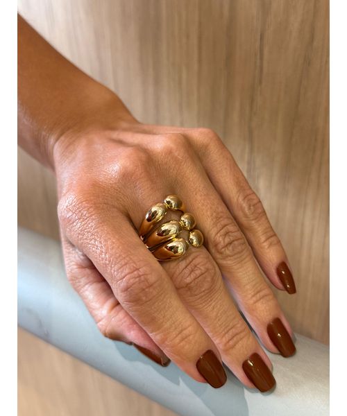 ANEL GOTA TRIPLO BANHADO A OURO 