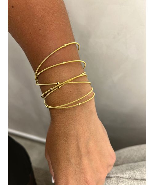 PULSEIRA CORDÃO DE VIOLÃO BOLINHAS BANHADO A OURO - Dri Ferreira Semi Joias