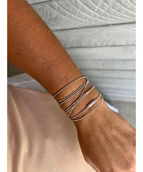 PULSEIRA CORDÃO DE VIOLÃO BOLINHAS BANHADO A RODIO BRANCO - Dri Ferreira Semi Joias
