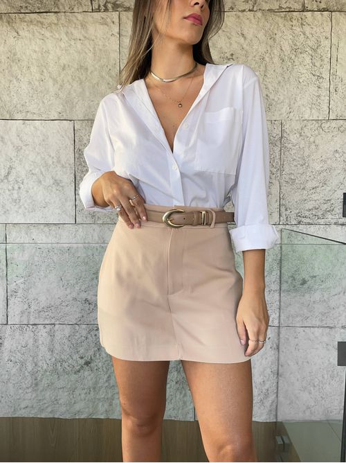 Camisa Beatriz ampla com bolso - Branca - AMARI BRAND
