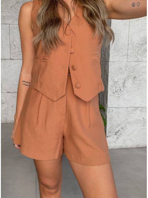 Short Selena alfaiataria - Marrom - AMARI BRAND