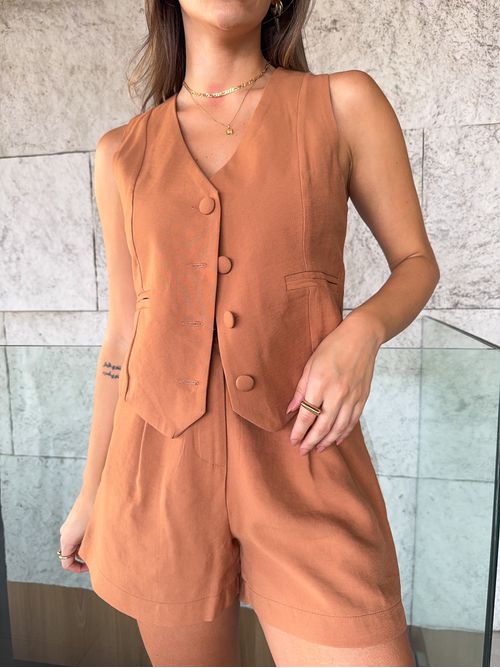 Colete Selena alfaiataria - Marrom - AMARI BRAND