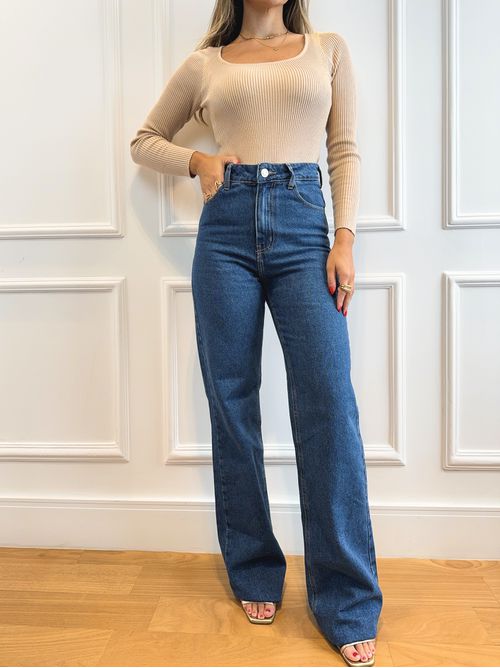 Calça Vih Wide Leg Cintura super alta - Jeans escu... - AMARI BRAND