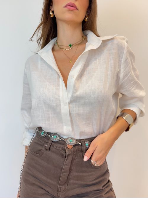 Camisa Jessica alongada - branca - AMARI BRAND
