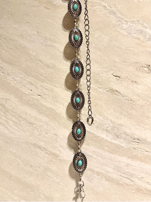 Cinto May de corrente com pedra turquesa - AMARI BRAND