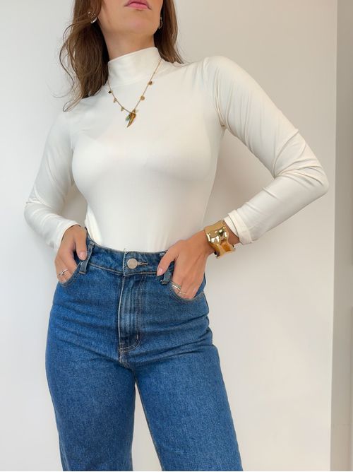 Body Samara manga longa gola alta - Off White - AMARI BRAND