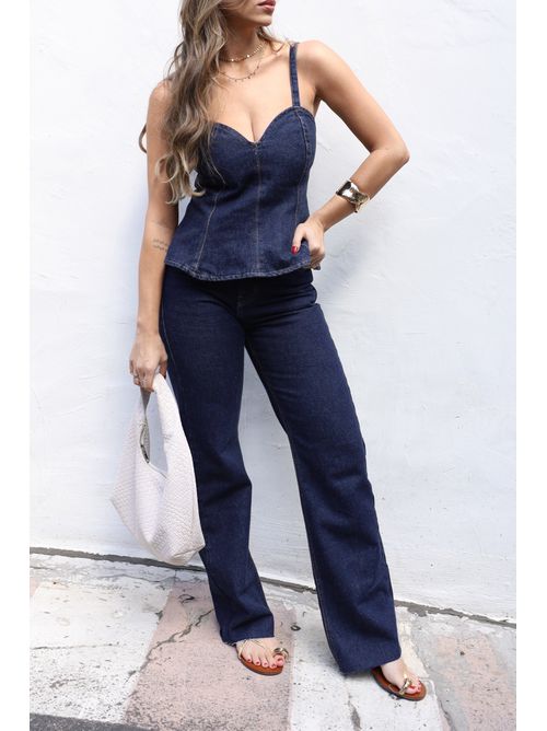 Calça Anita Wide Leg cintura média - amaciado - AMARI BRAND