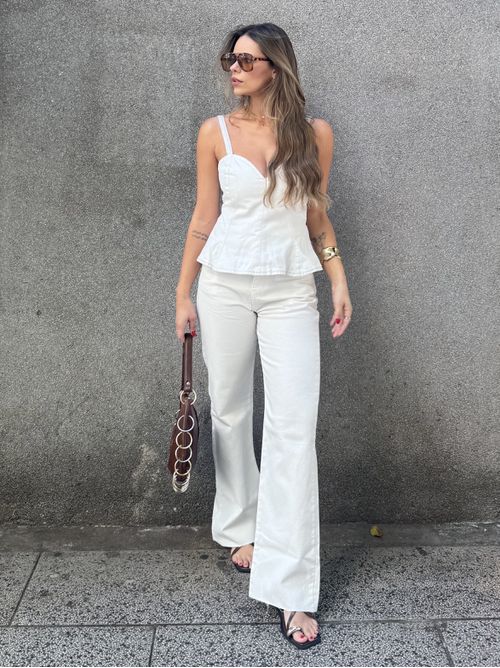 Calça Daiane Wide Leg - Jeans Off white - AMARI BRAND