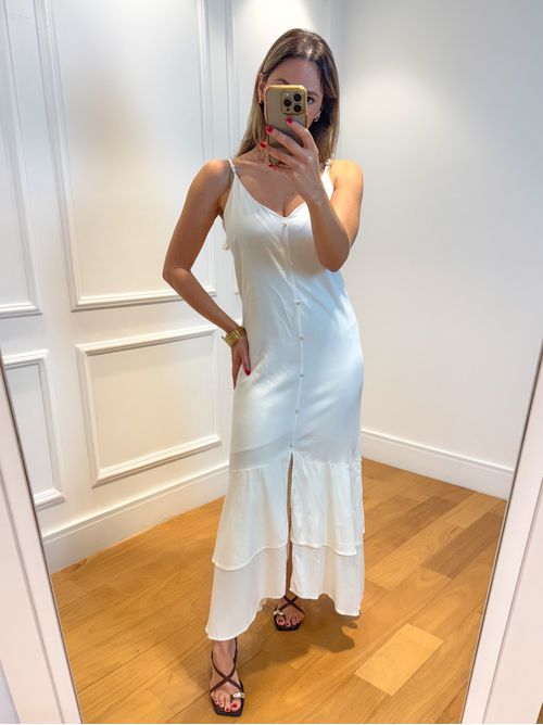 Vestido Helena de Botões Off White - AMARI BRAND