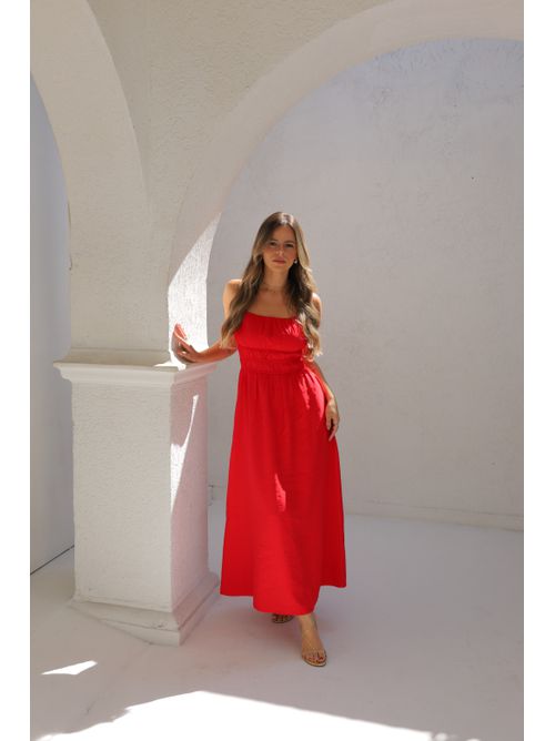 Vestido Lily midi - Vermelho - AMARI BRAND
