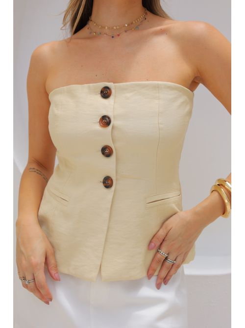 Blusa Loly sem alças - Amarela - AMARI BRAND