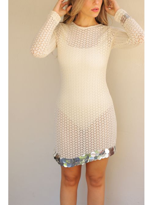 Vestido Janaina croche vazado - Off White detalhe ... - AMARI BRAND