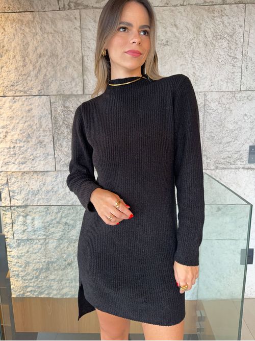 Vestido Yasmin De Tricot Manga Comprida - Preto - AMARI BRAND
