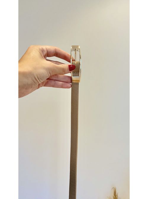 Cinto Lade Couro com fivela dourada fino - nude - AMARI BRAND