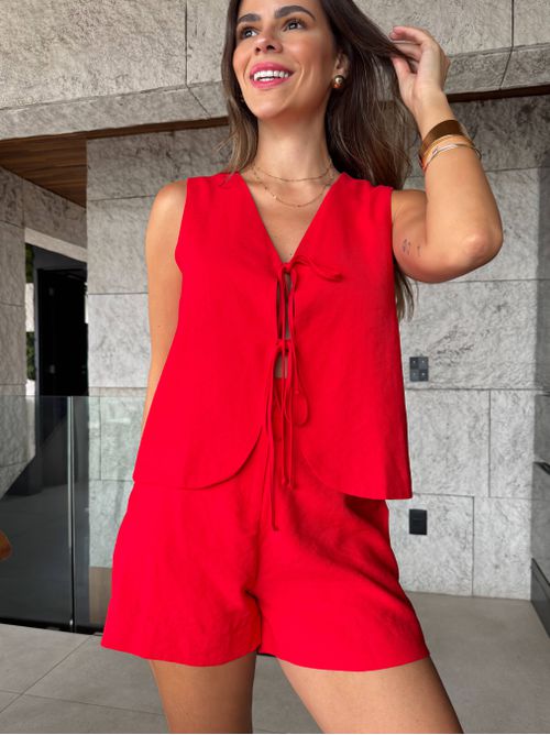 Colete Giovana alfaiataria - Vermelho - AMARI BRAND