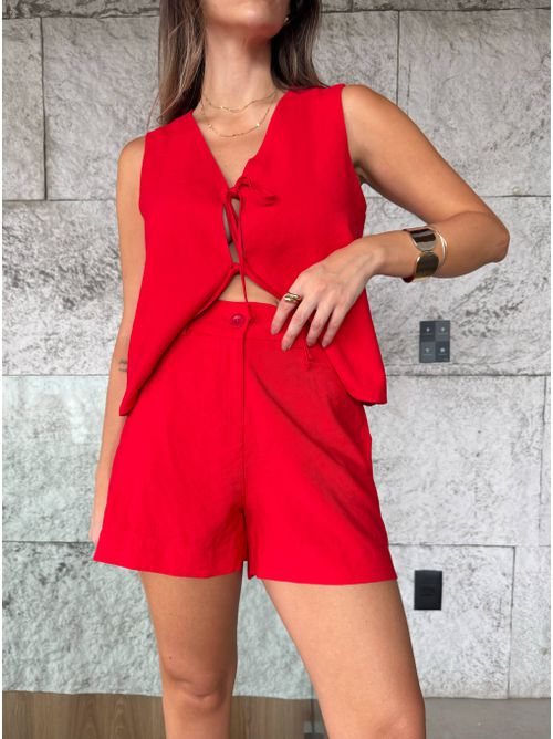 Short Giovana alfaiataria - Vermelho - AMARI BRAND