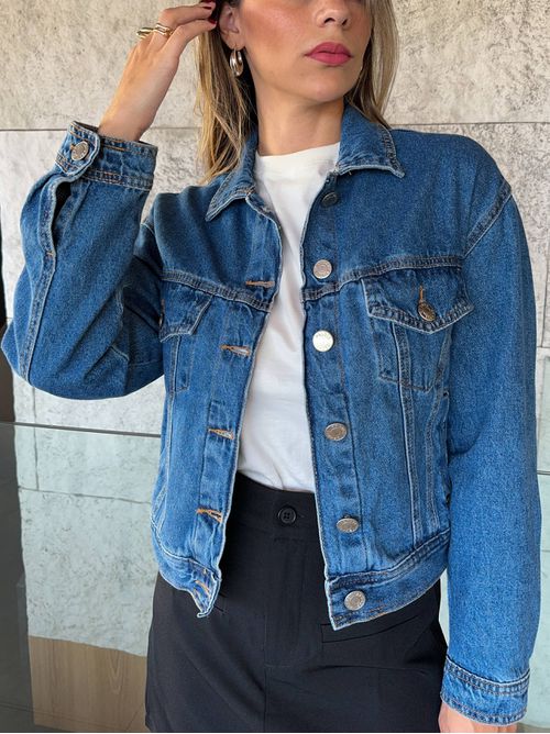 Jaqueta Jeans Adele over - lavagem media - AMARI BRAND
