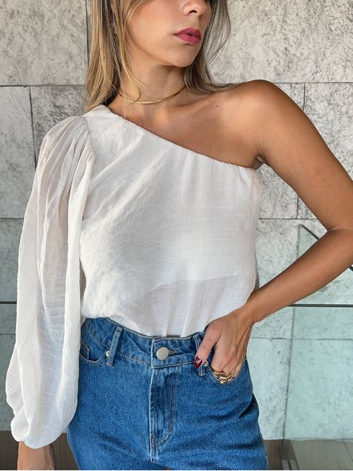 Blusa Eide Manga única Comprida - Branca - AMARI BRAND