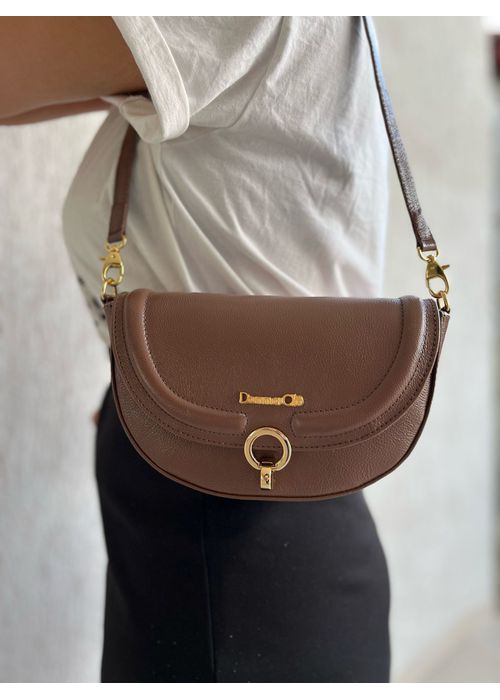 Bolsa Luna Couro Legítimo Marrom - Donna Clô