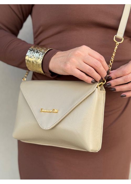 Bolsa Yasmin Couro Legítimo Bege - Donna Clô