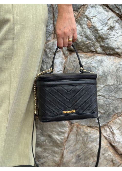Bolsa Baú Matelassê Preta - Donna Clô