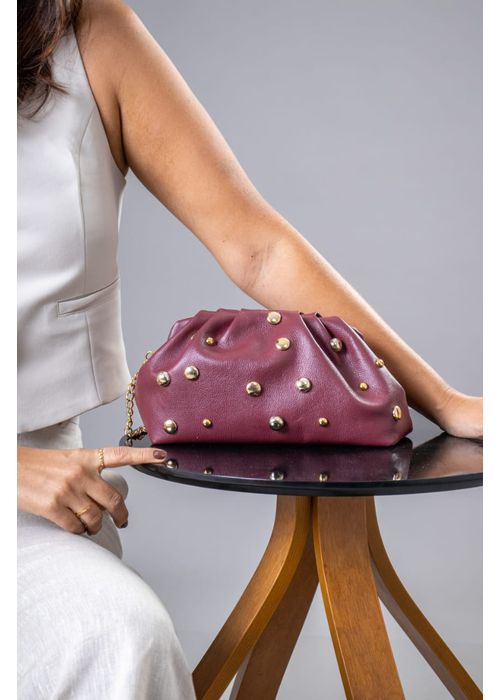 Bolsa Esfera Couro Legítimo Bordô - Donna Clô