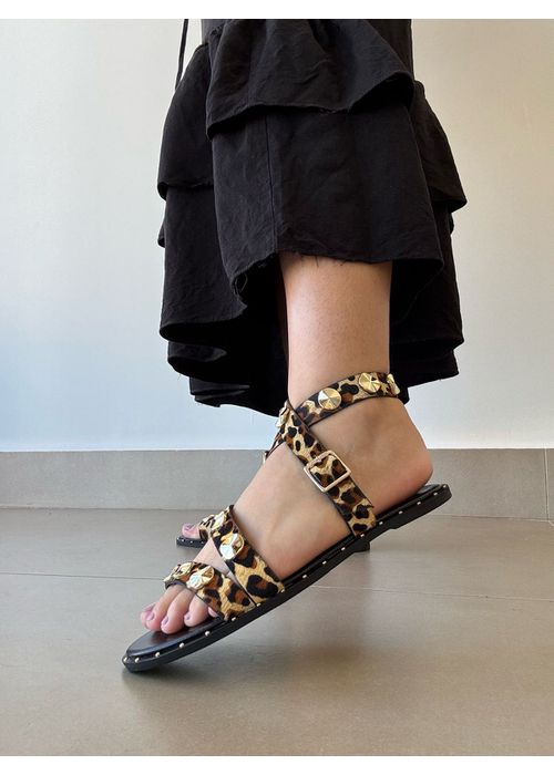 Rasteira Animal Print Onça - Donna Clô