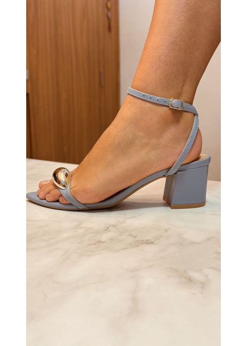 Sandália Salto Bloco Mari Azul Claro - Donna Clô