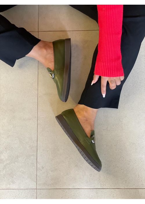 Sapato Mocassim Verde Militar Giulia Domna - Donna Clô