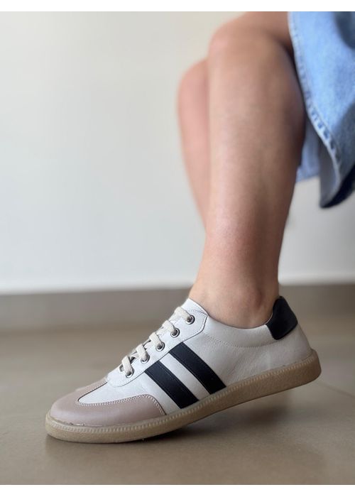 Tênis Couro Ana Off White - Donna Clô