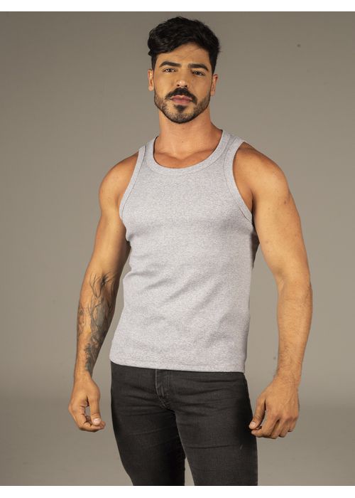 Camiseta Regata Cinza Canelada Dulk - DULK