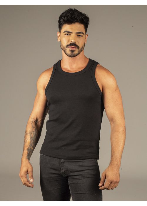 Camiseta Regata Preta Canelada Dulk - DULK