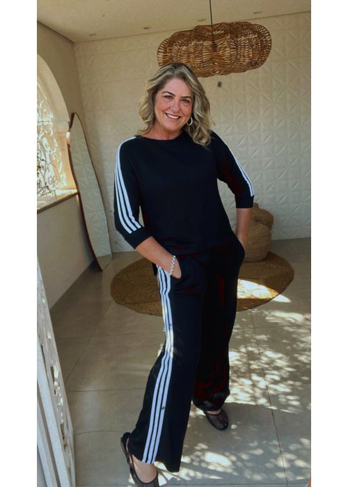 Conjunto Moletinho Listrado Luana Preto - LUCIELENA LARA