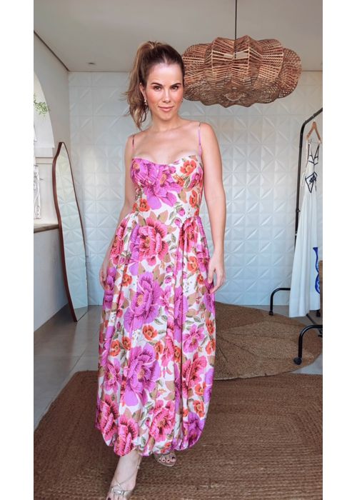Vestido Longo Balonê Izabel Estampado - LUCIELENA LARA