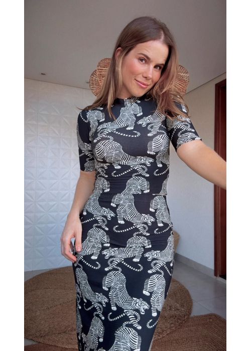 Blusa Cropped Tigres Estampado - LUCIELENA LARA