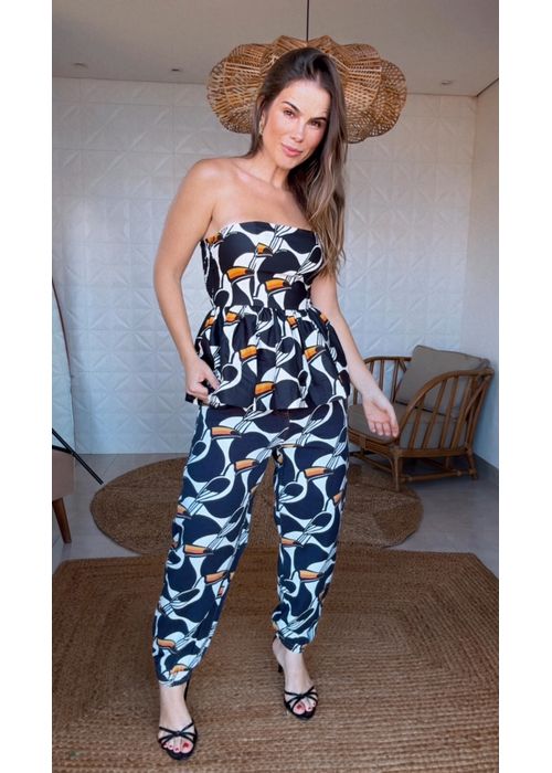 Calça Jogger Sarja Copatucano Estampado - LUCIELENA LARA