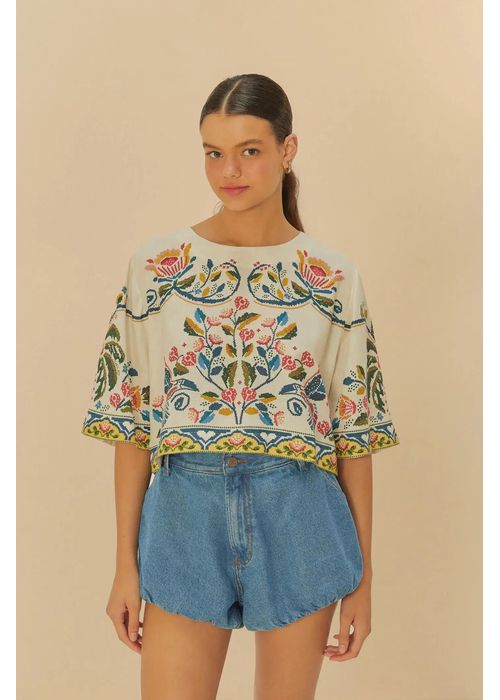 Tshirt Cropped Sonho Guaraná Estampado - LUCIELENA LARA