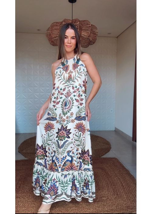 Vestido Cropped Jardim Maravilhoso Estampado - LUCIELENA LARA