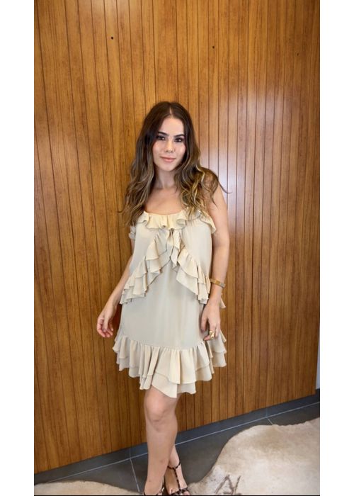 Vestido Babadinho Flower Nude - LUCIELENA LARA