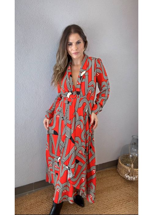 Vestido Longo Logotuca Estampado - LUCIELENA LARA
