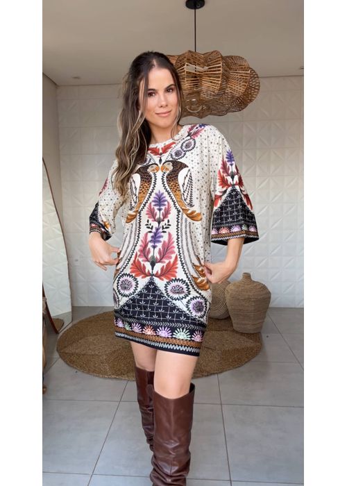 Vestido T-shirt Tapete De Arara Estampado - LUCIELENA LARA