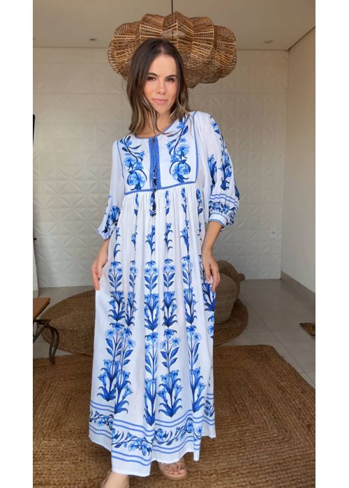 Vestido Manga Longa Antônia Estampado - LUCIELENA LARA