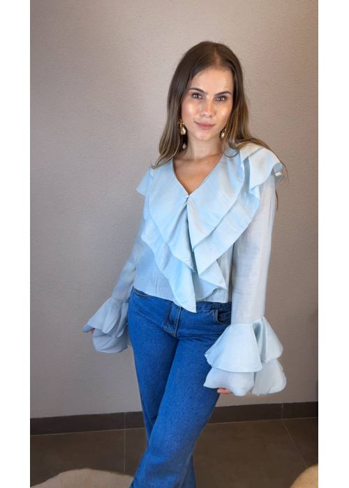 Camisa Cropped Bababados Azul - LUCIELENA LARA